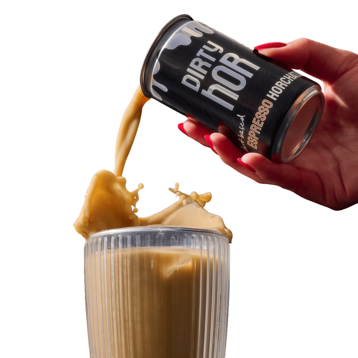 Dirty Hor™ Espresso Horchata being poured into a glass