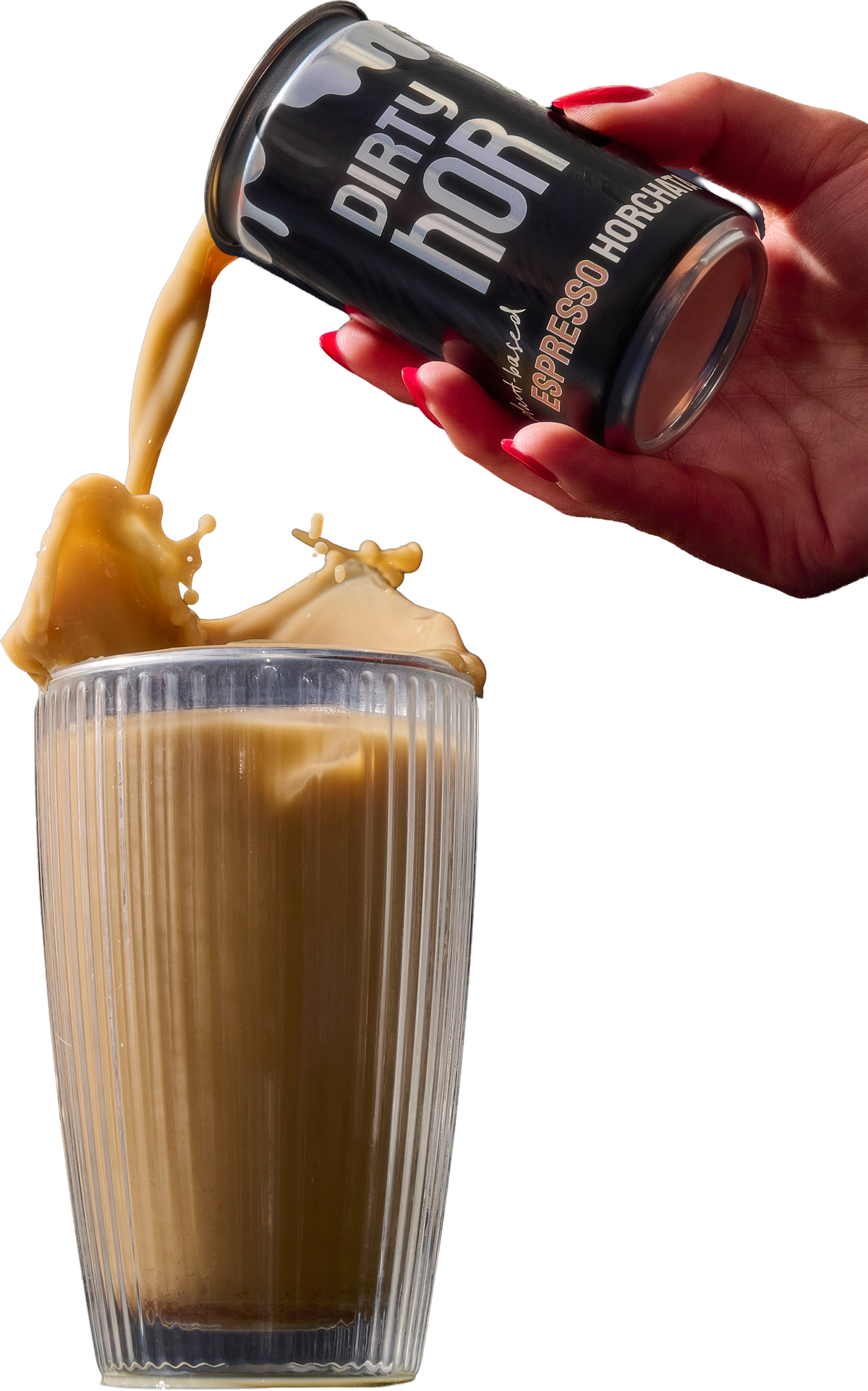Dirty Hor™ Espresso Horchata being poured into a glass